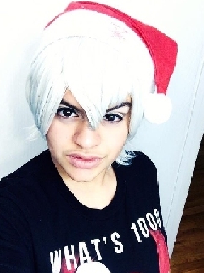 Mya in 2016, testing a Christmasy (unmasked, unbloody) Kaneki Ken from Tokyo Ghoul